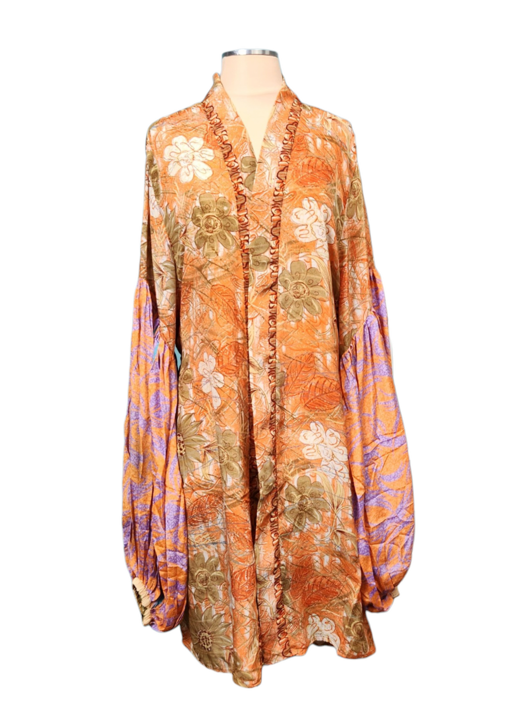 The Autumn Lavender Short Silk Vault Kimono/Duster-154