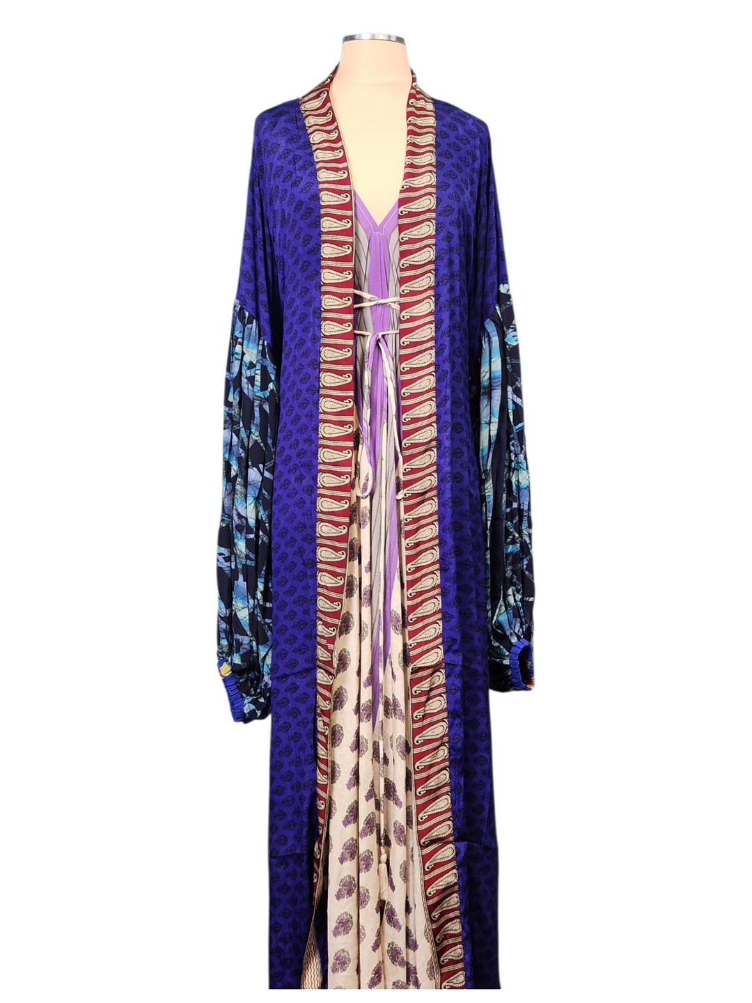 The Royal Amethyst Silk Vault Tulip Arm Long Kimono & Point Dress Set-233