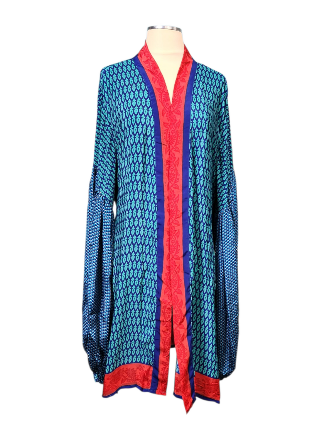 The Coral Azure Short Silk Vault Kimono/Duster-153