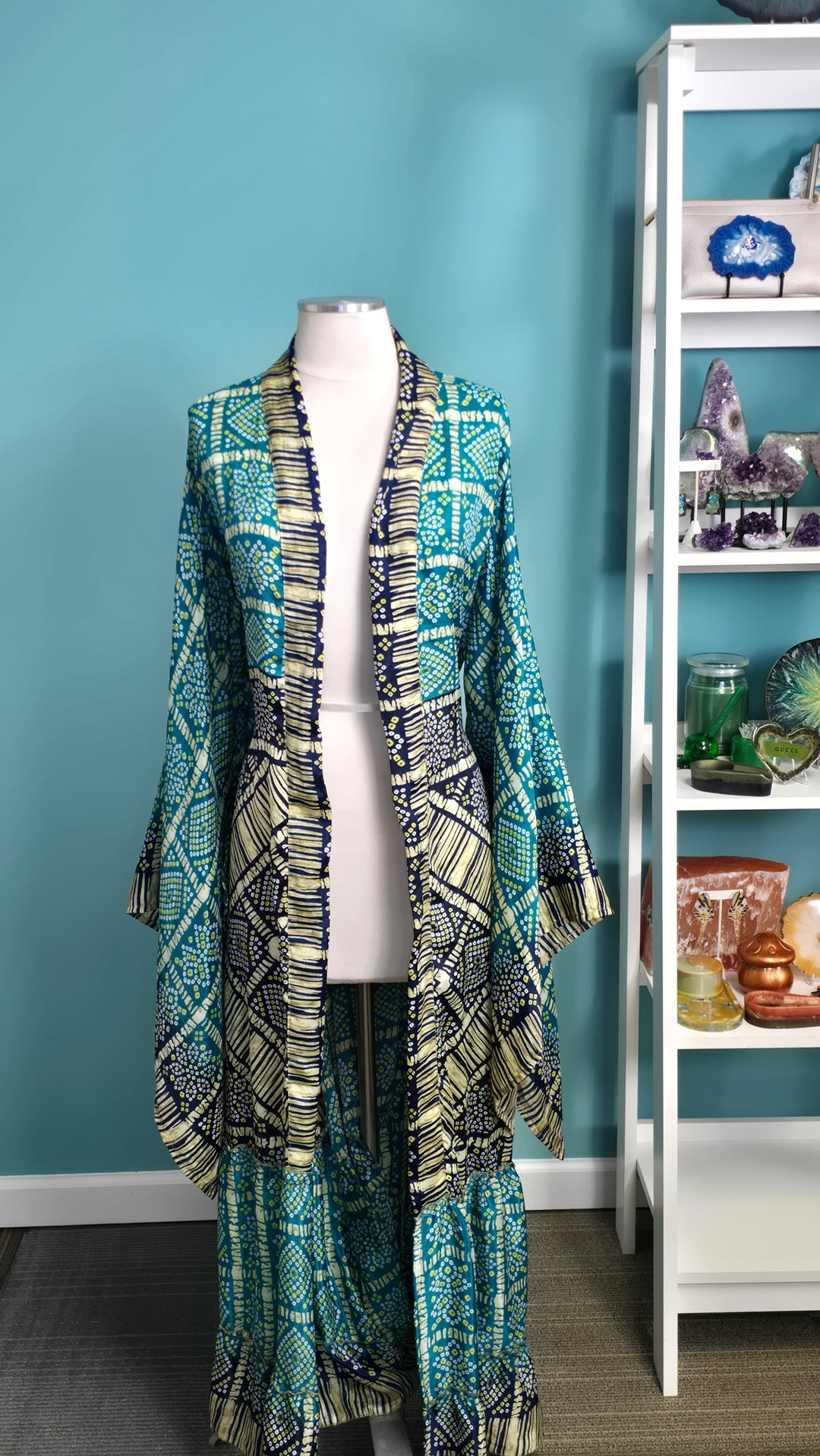 The Sea Mist Vintage Sari Silk Kimono