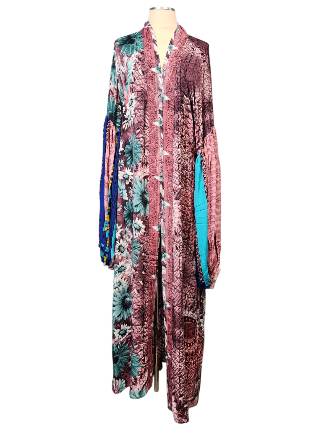 The Turquoise Sunflower Tulip Sleeve Long Kimono-147