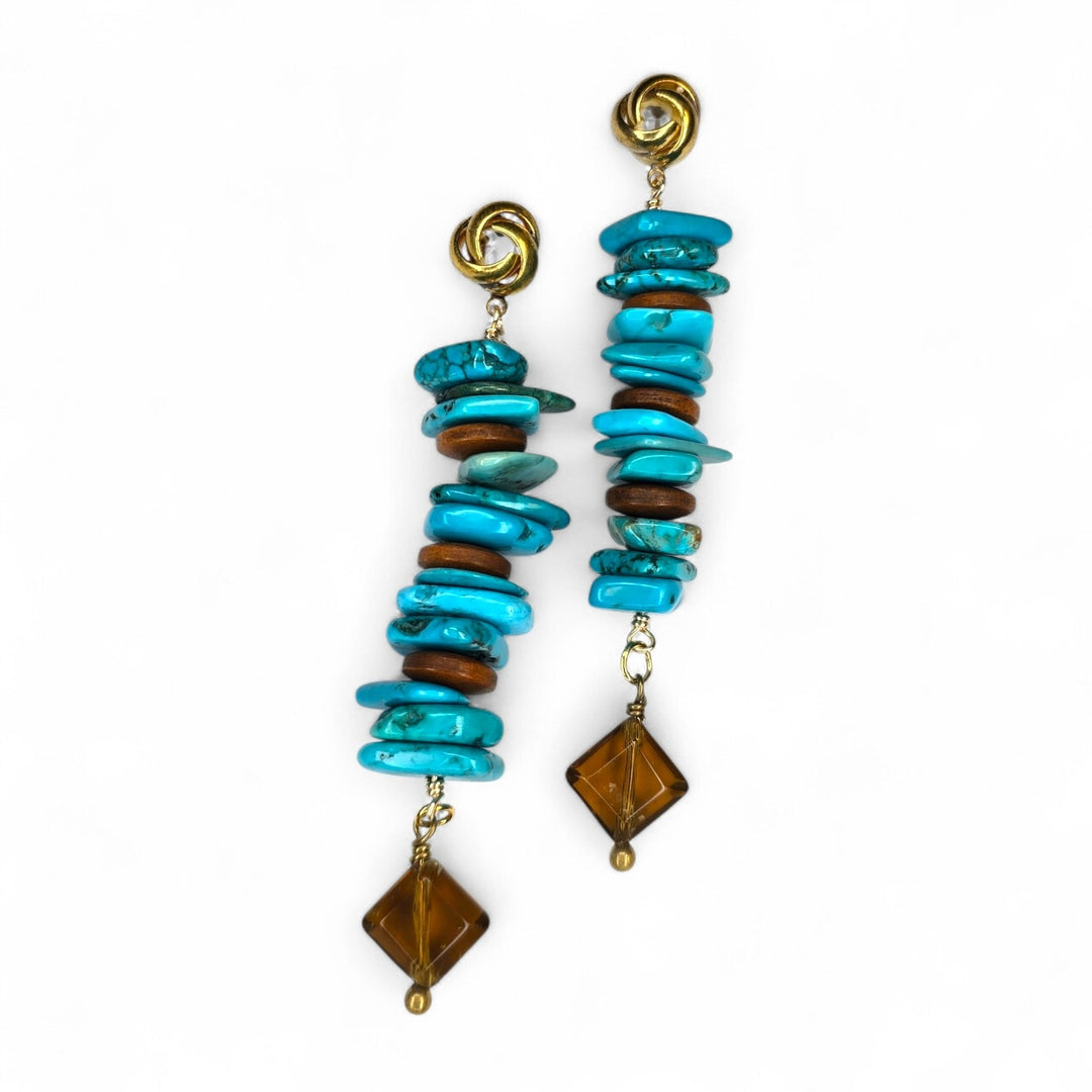 The Dessert Dusk Turquoise and Amber Earrings