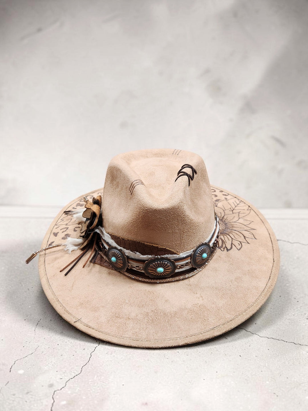 The Desert Bloom Leopard Vegan Suede Hat - 820
