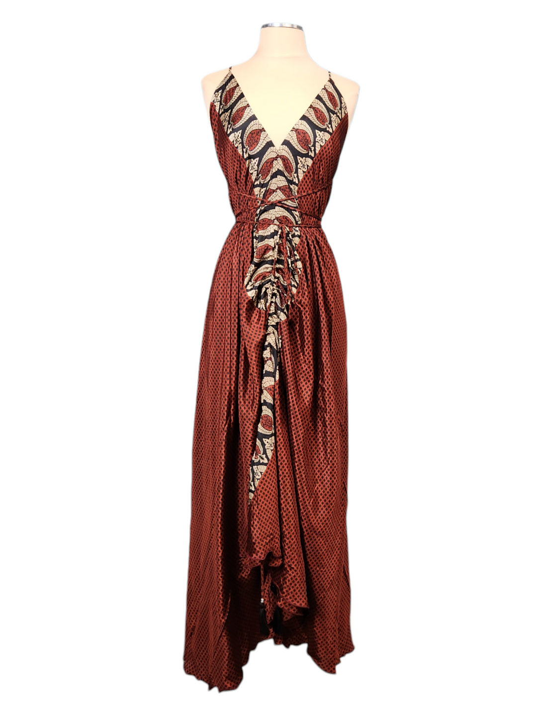 The Cinnamon Spice Silk Vault Tulip Arm Long Kimono & Point Dress Set-251