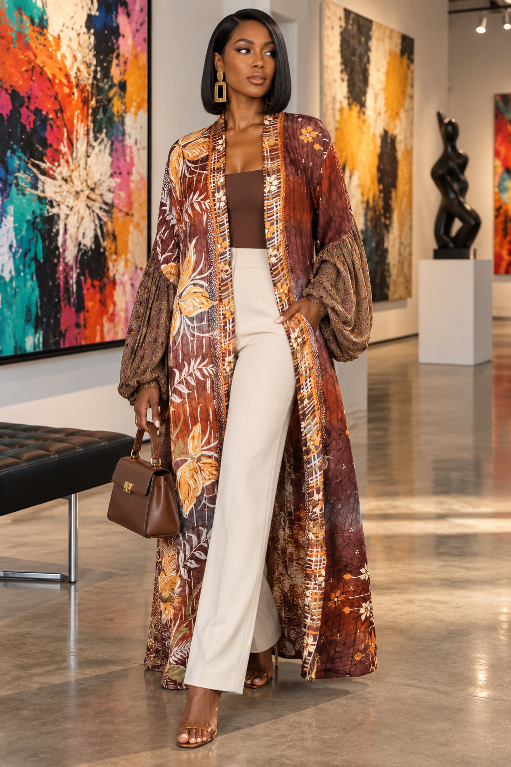 The Autumn Day Tulip Sleeve Long Kimono-149