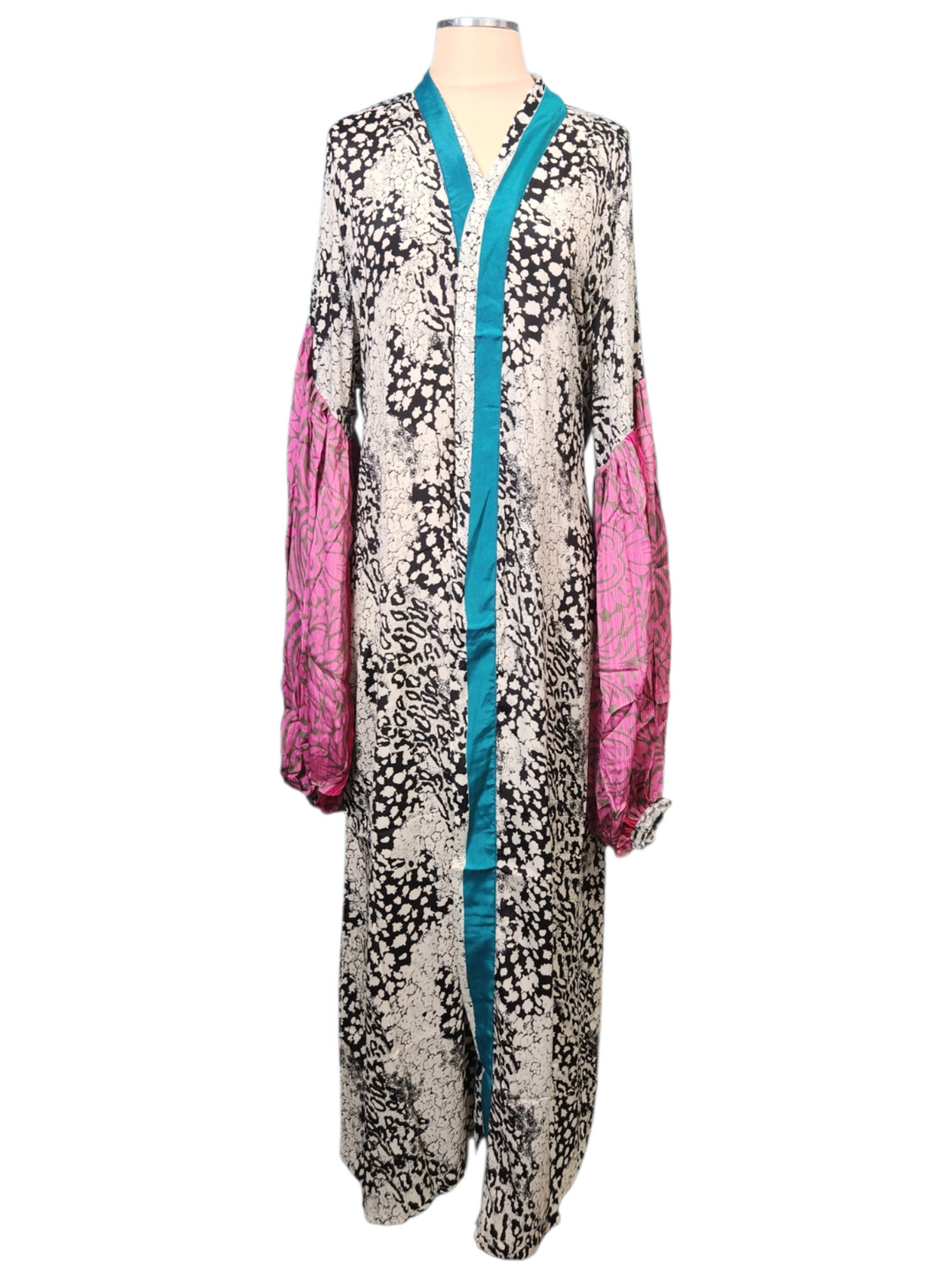 The Turquoise Wildflower Tulip Sleeve Long Kimono-170