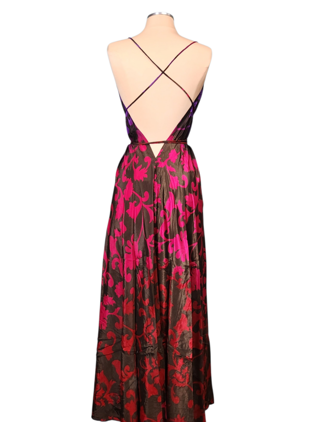 The Midnight Fuchsia Paradise Silk Vault Tulip Arm Short Kimono & Point Dress Set-216