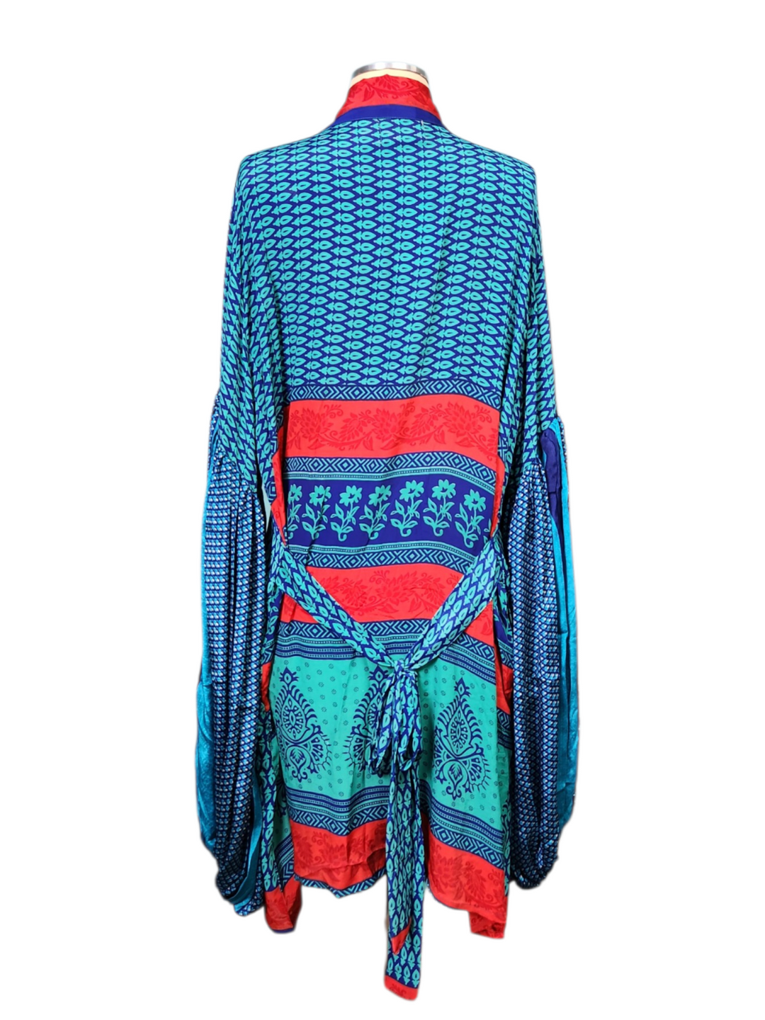 The Coral Azure Short Silk Vault Kimono/Duster-153