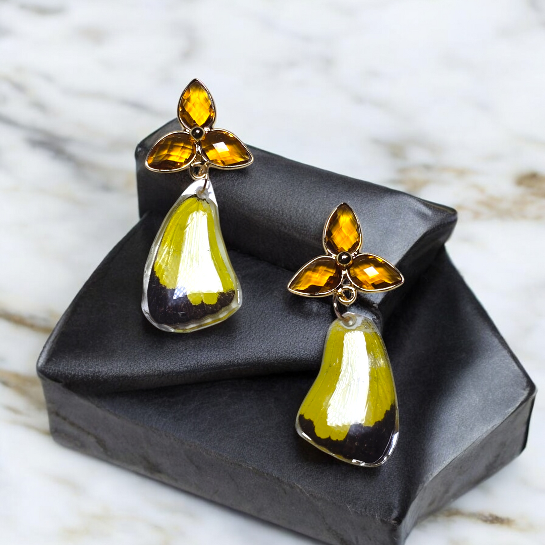 The Citrine REAL Butterfly post Earrings