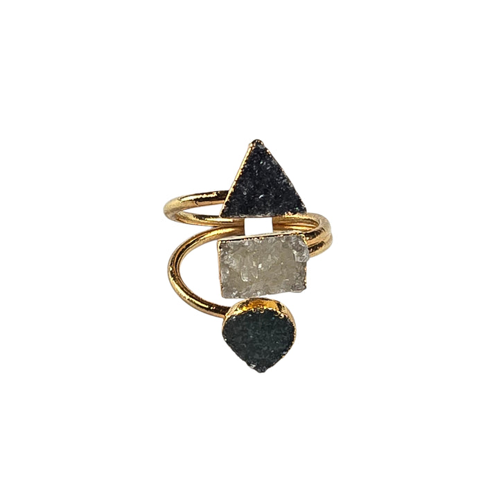 The Victoria Gold Triple Druzy Ring Collection