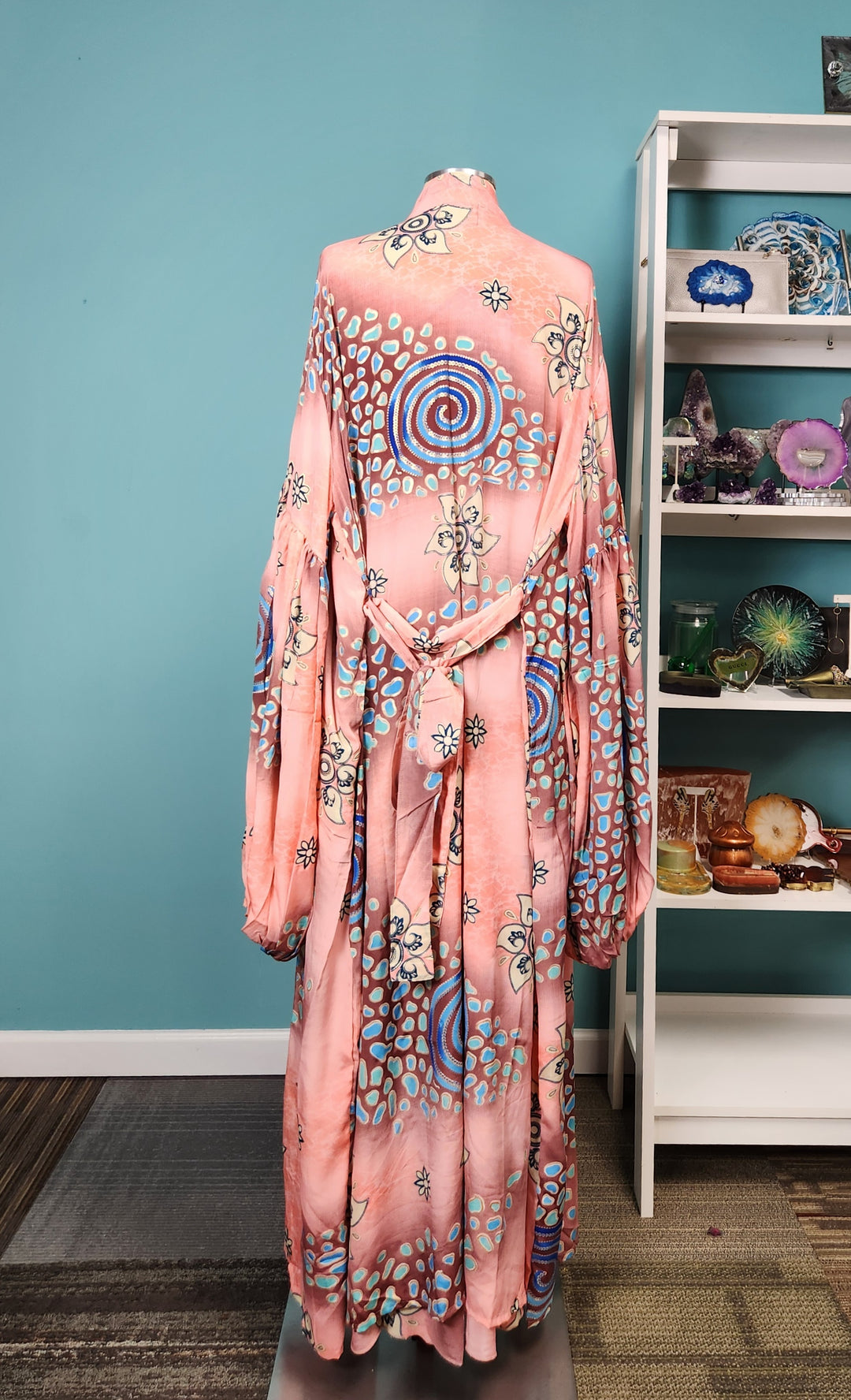 The Blush Oasis Silk Kimono & Point Dress Set - 209