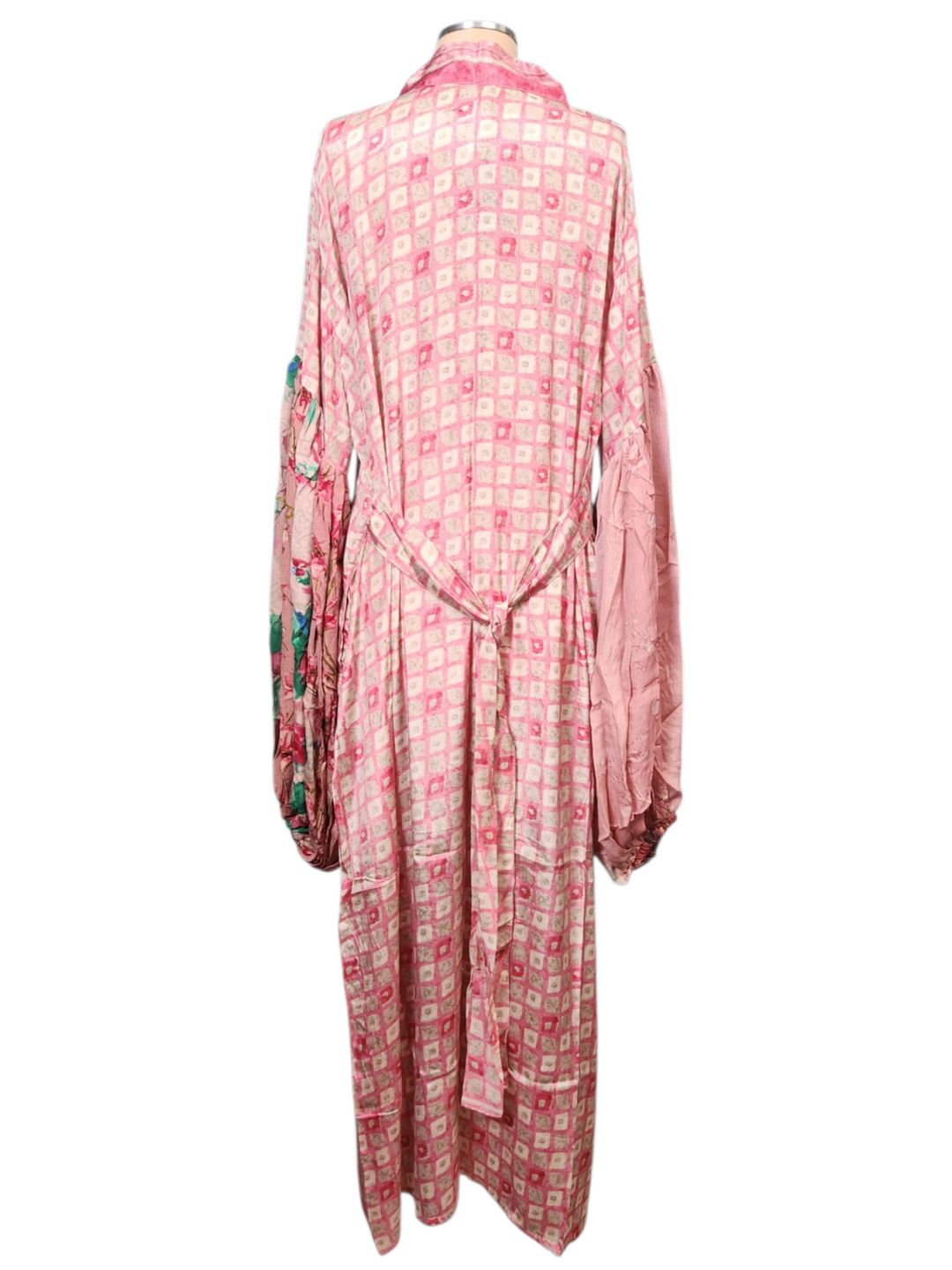 The Pink Blossom Mosaic Tulip Sleeve Long Kimono-169