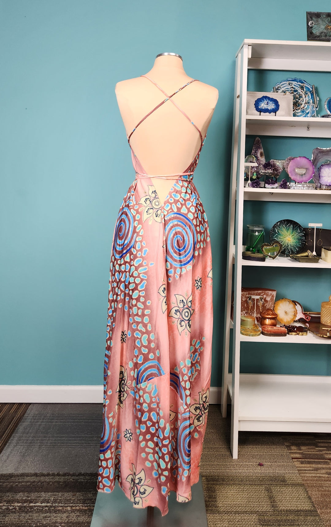 The Blush Oasis Silk Kimono & Point Dress Set - 209