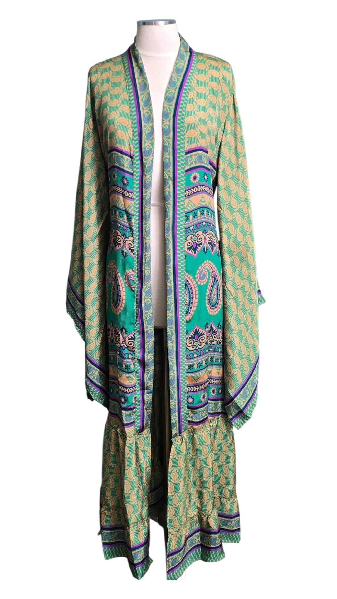 The Jade Mirage Vintage Sari Silk Kimono-127