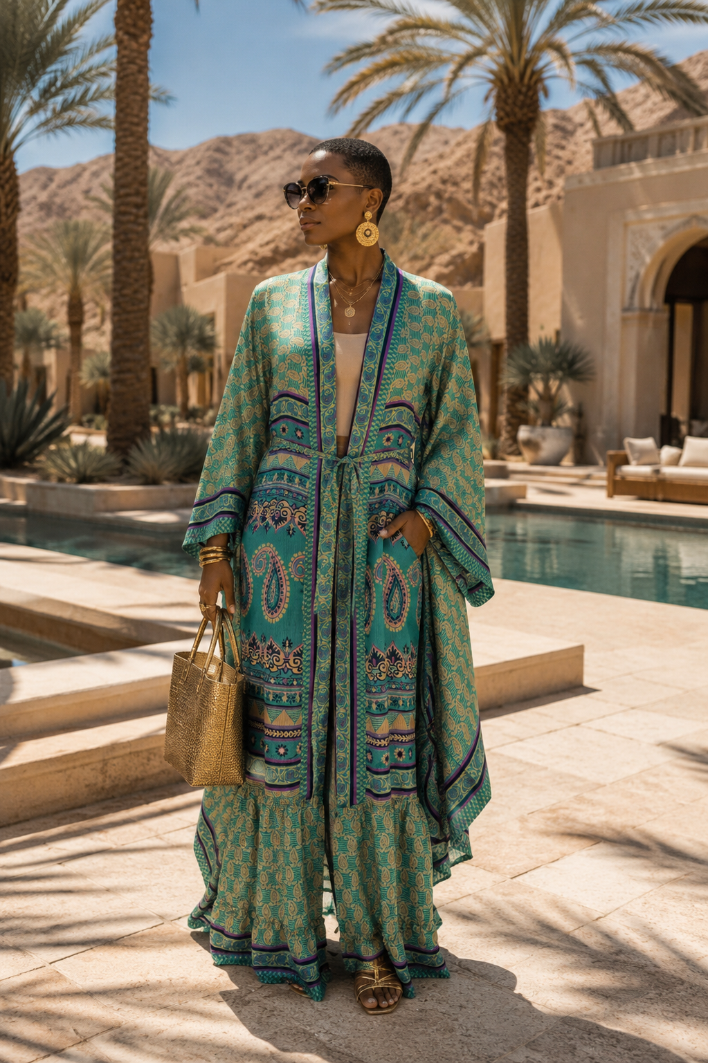 The Jade Mirage Vintage Sari Silk Kimono-127