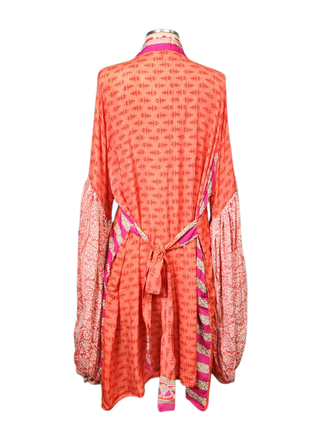 The Coral Bloom Short Silk Vault Kimono/Duster-164