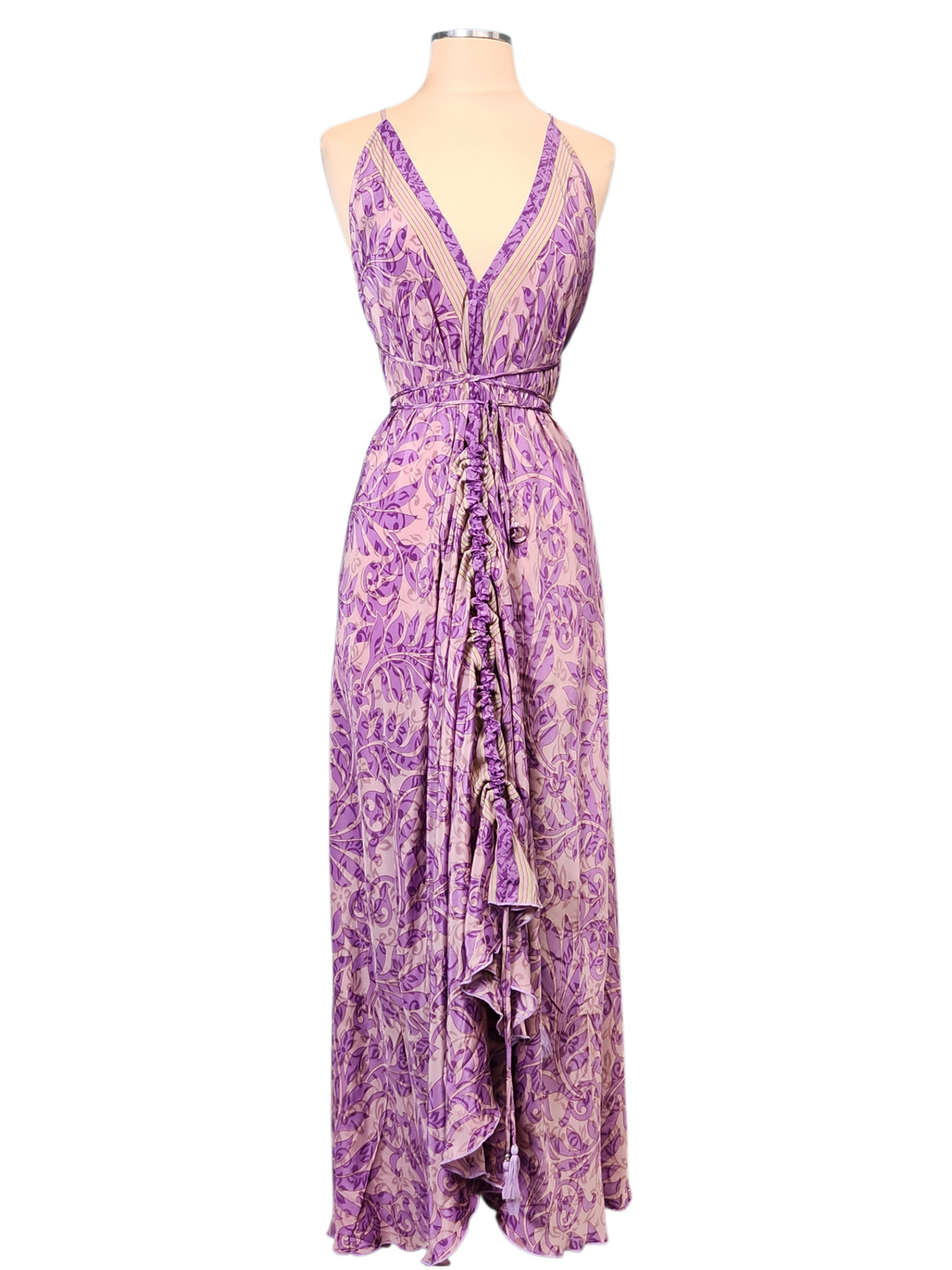 The Lavender Bloom Silk Vault Tulip Arm Long Kimono & Point Dress Set-237