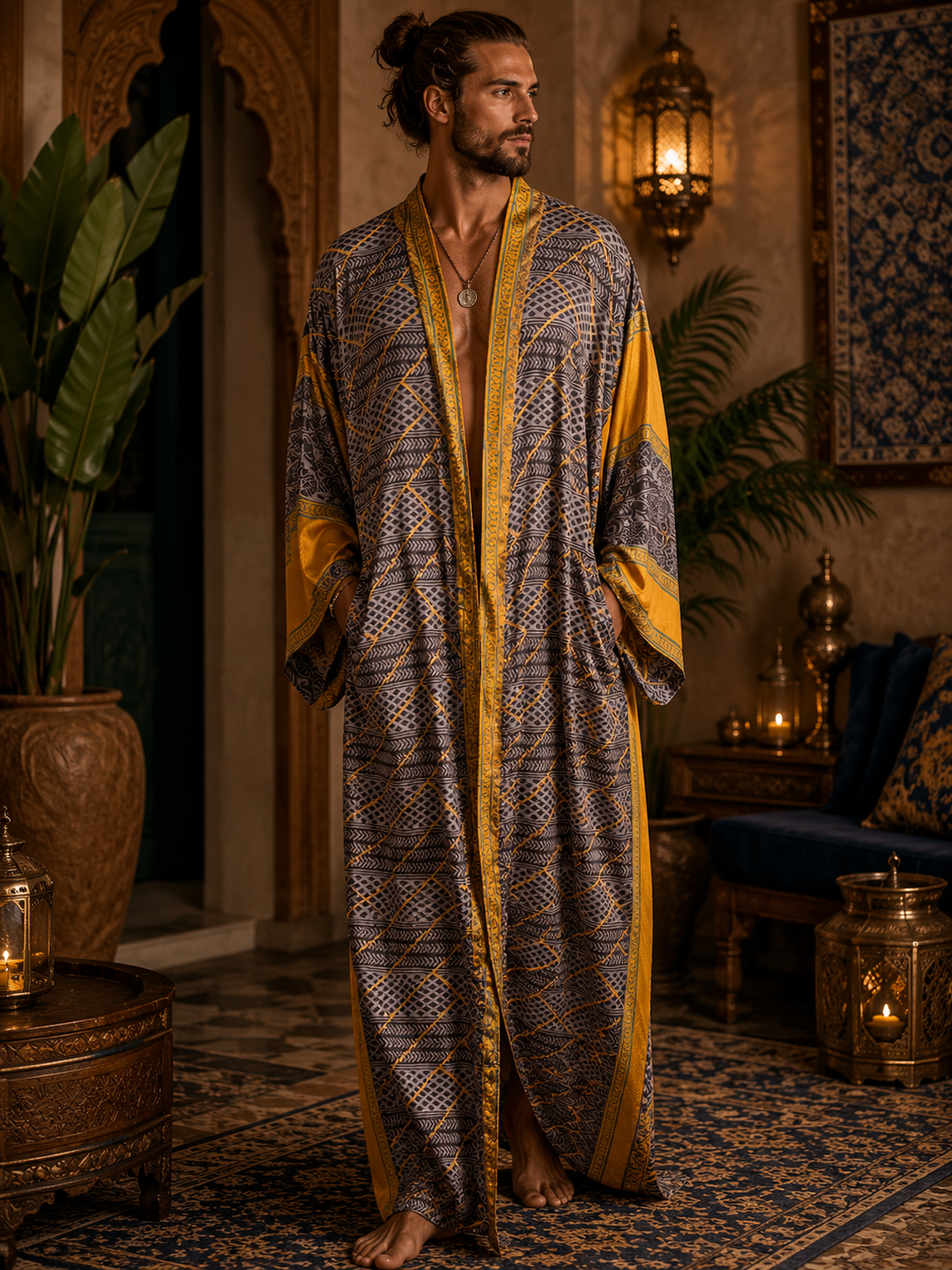 The Golden Geometry Reversible Men's Kimono-150