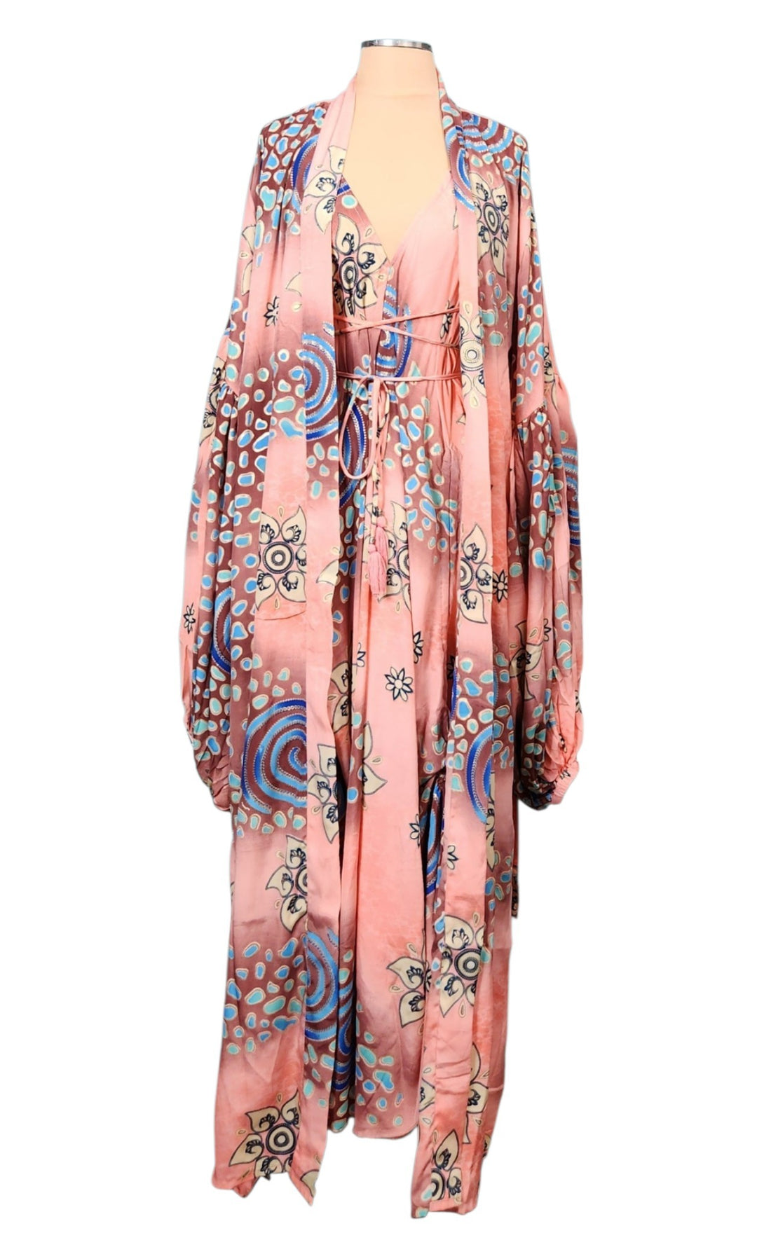 The Blush Oasis Kimono & Point Dress Set - 209