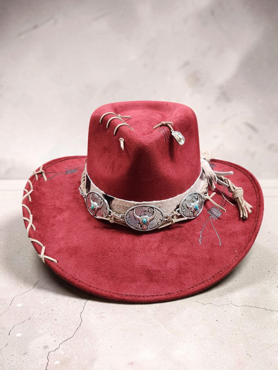 The Crimson Wildflower Vegan Suede Hat - 813