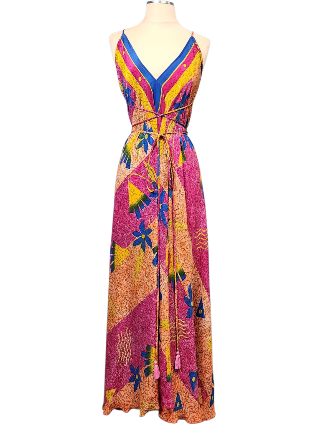 The Vibrant Muse Silk Vault Tulip Arm Long Kimono & Point Dress Set-239