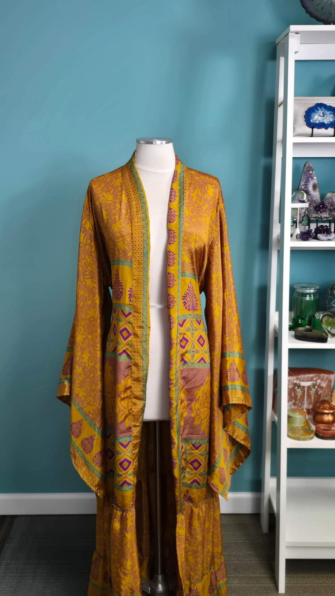 The Golden Vintage Sari Silk Kimono