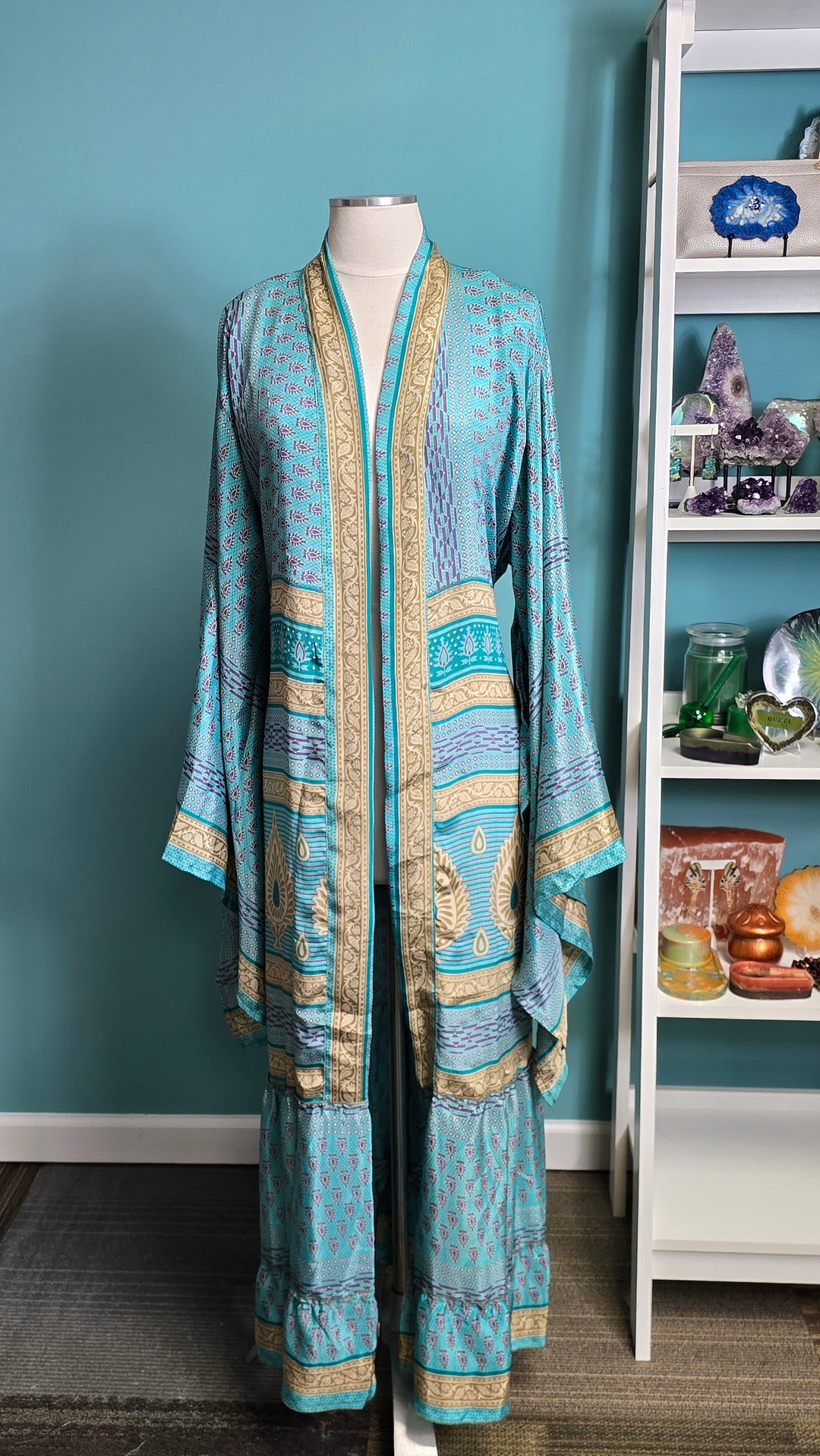 The Azure Sanctuary Vintage Sari Silk Kimono