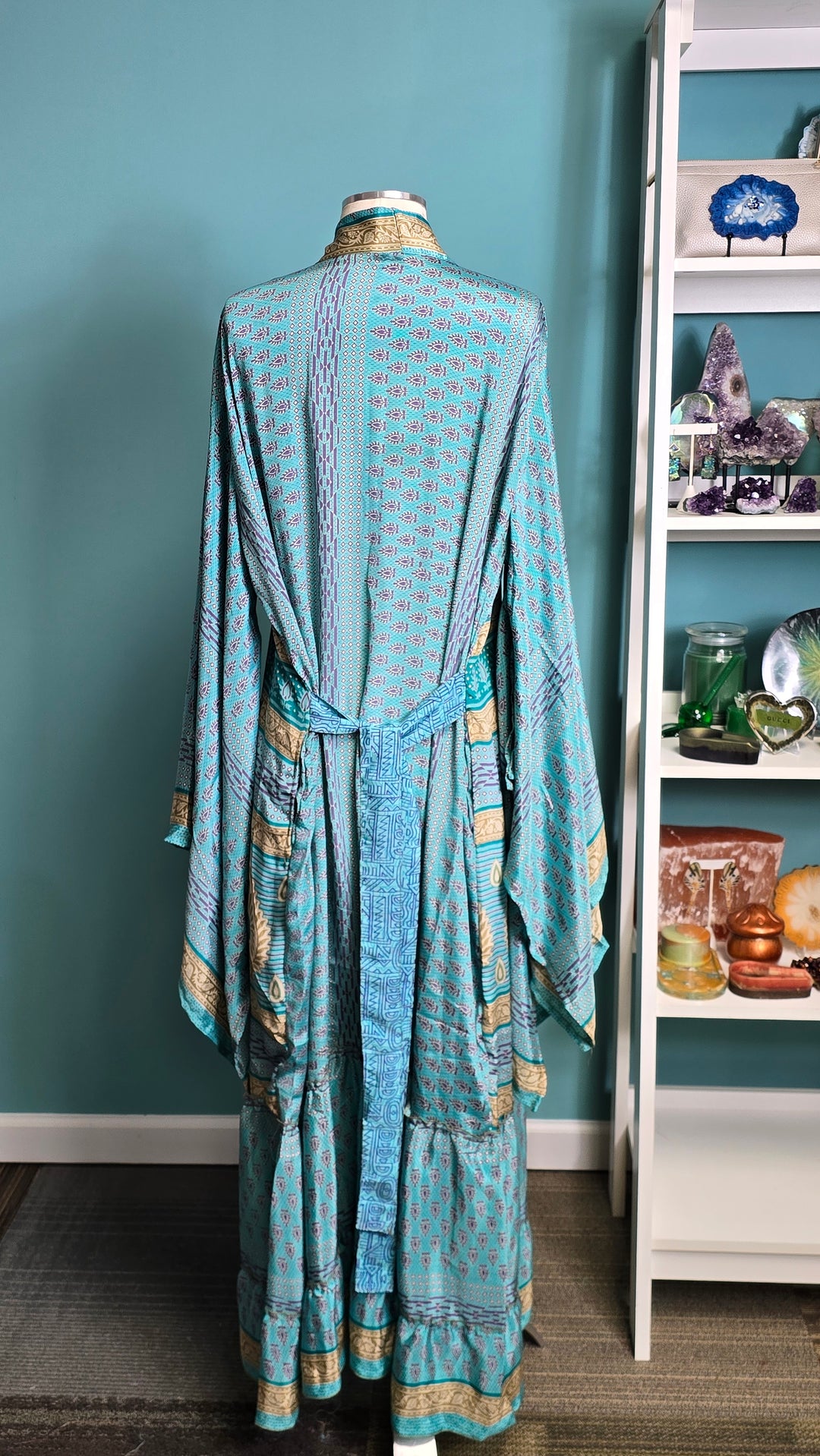 The Azure Sanctuary Vintage Sari Silk Kimono