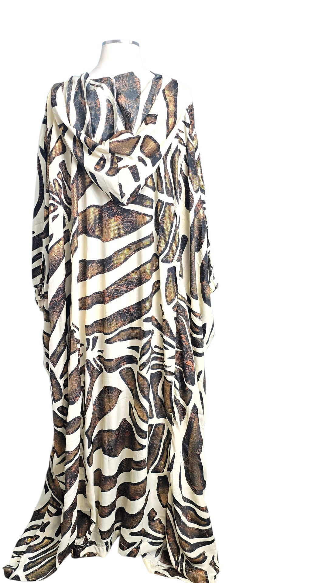 The Chocolate and Ivory Silk Hooded Kaftani