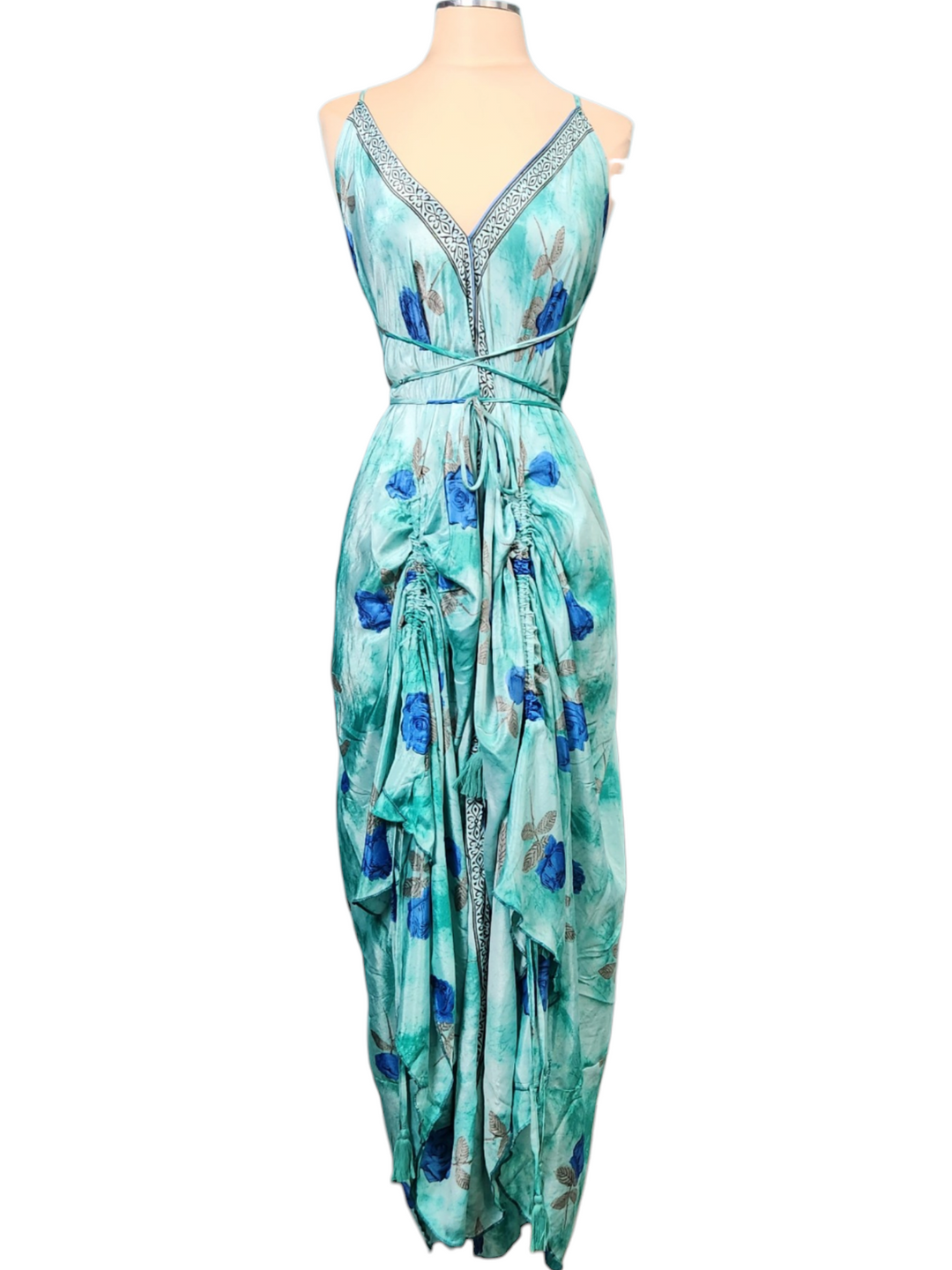 The Azure Bloom Silk Vault Tulip Arm Long Kimono & Point Dress Set-230