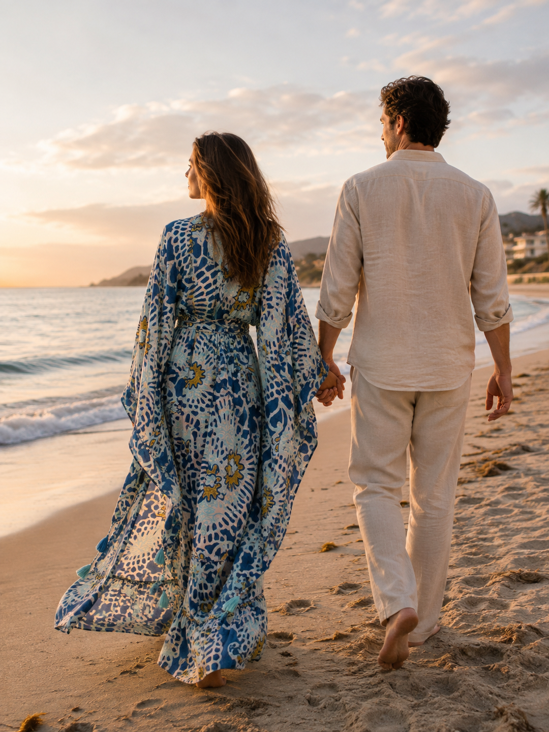 The Ocean Pearl Kimono & Point Dress Set - 258