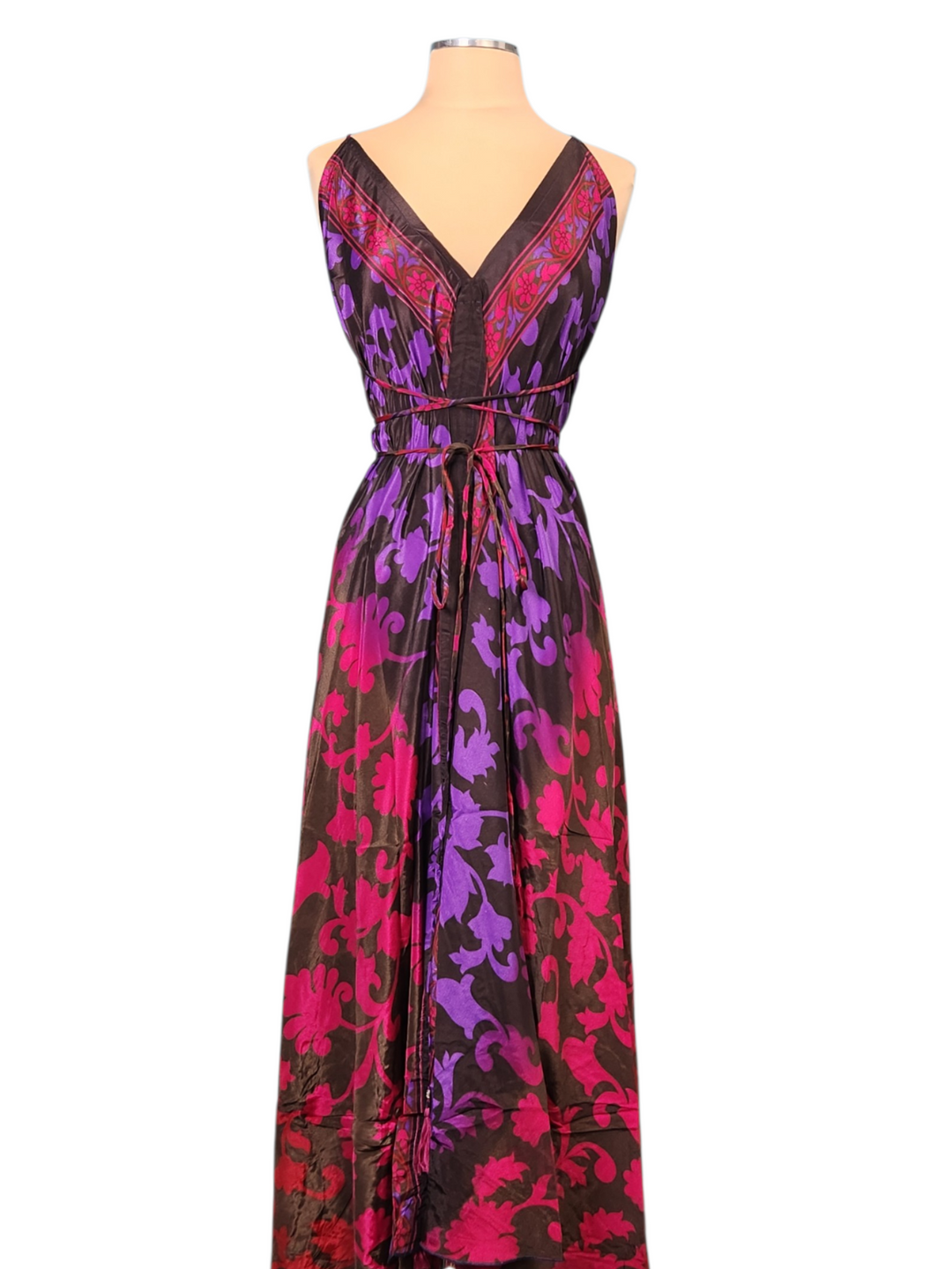 The Midnight Fuchsia Paradise Silk Vault Tulip Arm Short Kimono & Point Dress Set-216