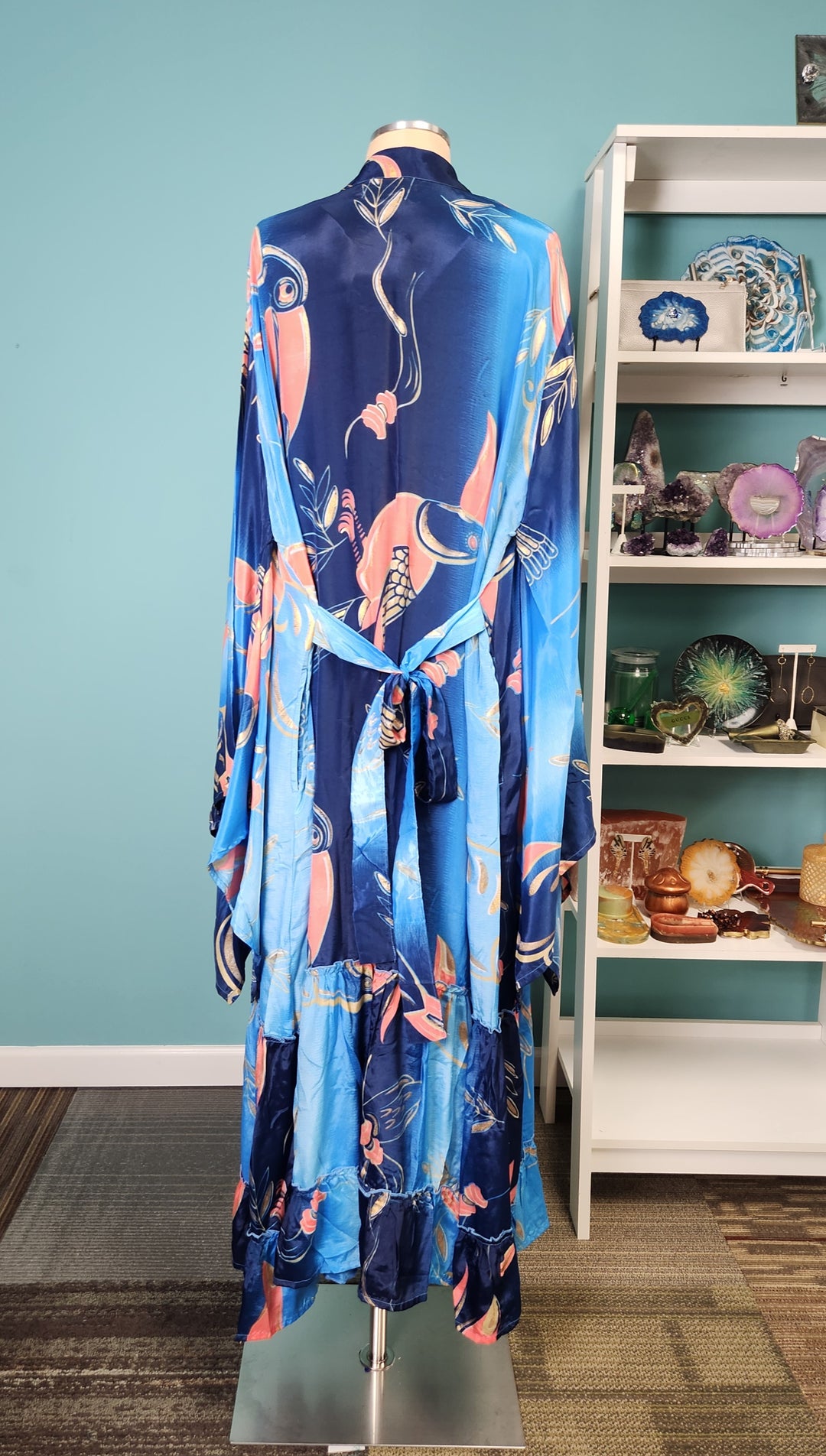 The Azure Paradise Silk Kimono & Point Dress Set 201