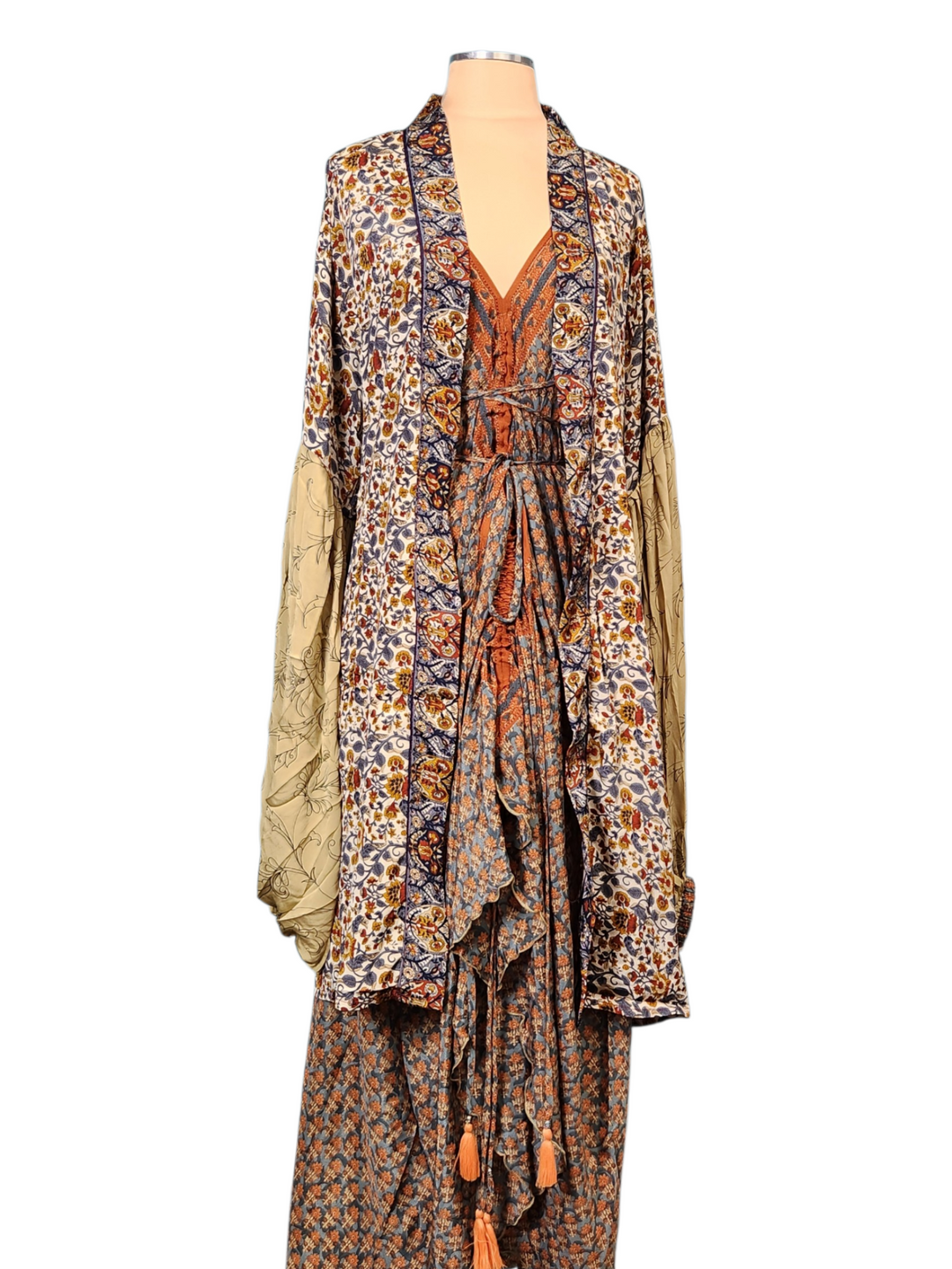The Autumn Mosaic Silk Vault Tulip Arm Short Kimono & Point Dress Set-229