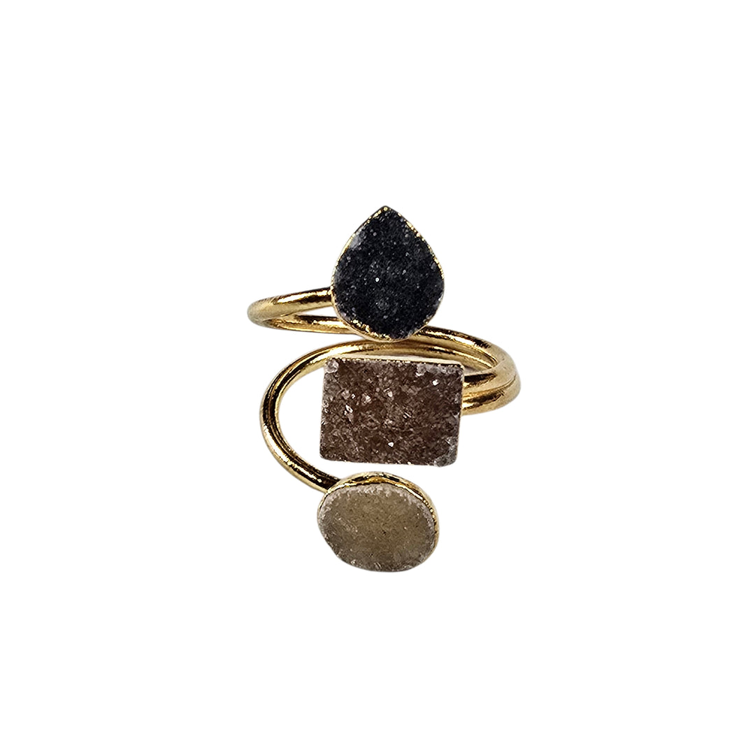 The Victoria Gold Triple Druzy Ring Collection