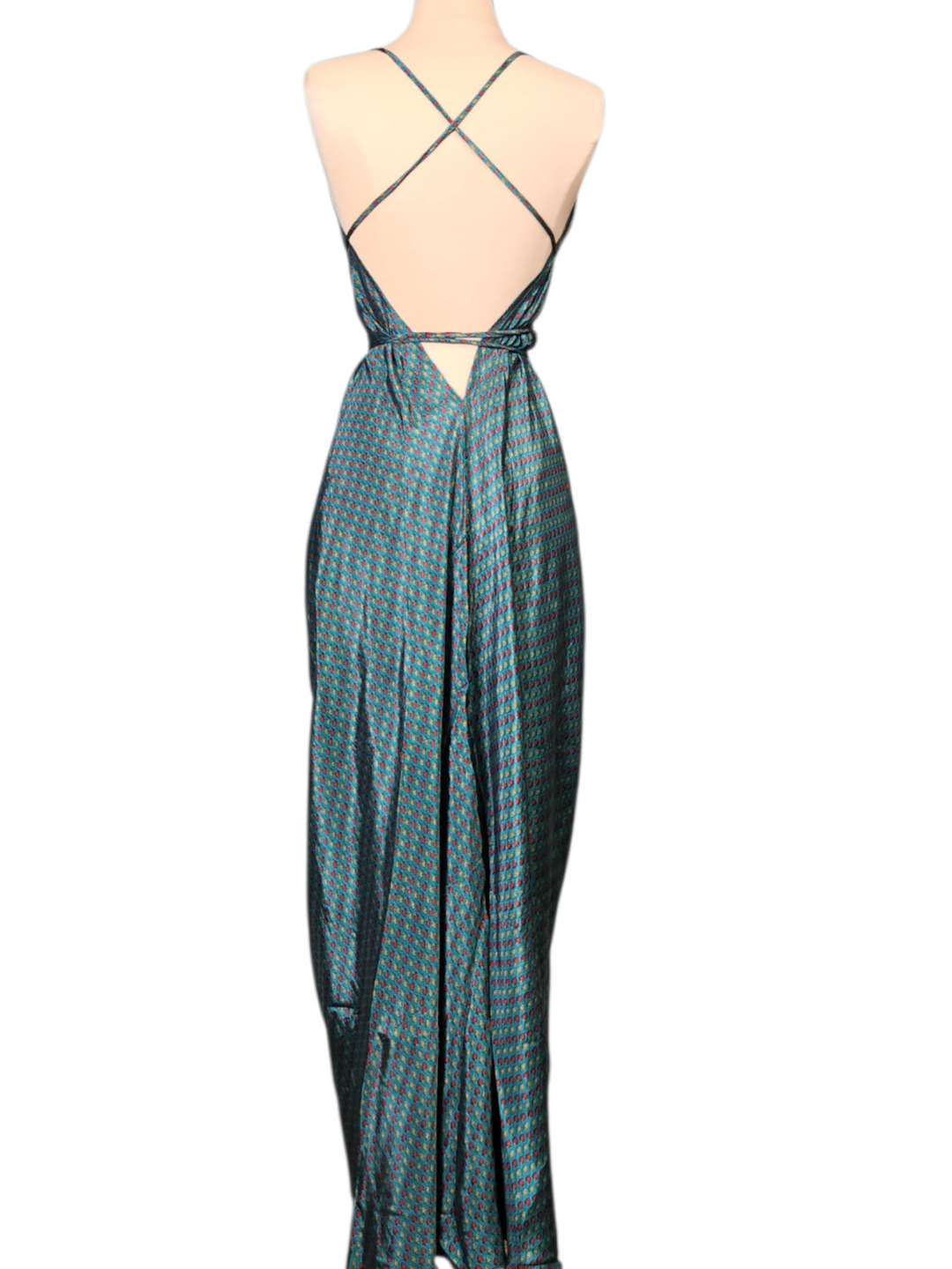 The Turquoise Tides Silk Vault Tulip Arm Short Kimono & Point Dress Set-222