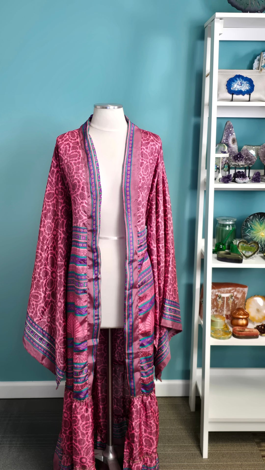 The Peony Vintage Sari Silk Kimono