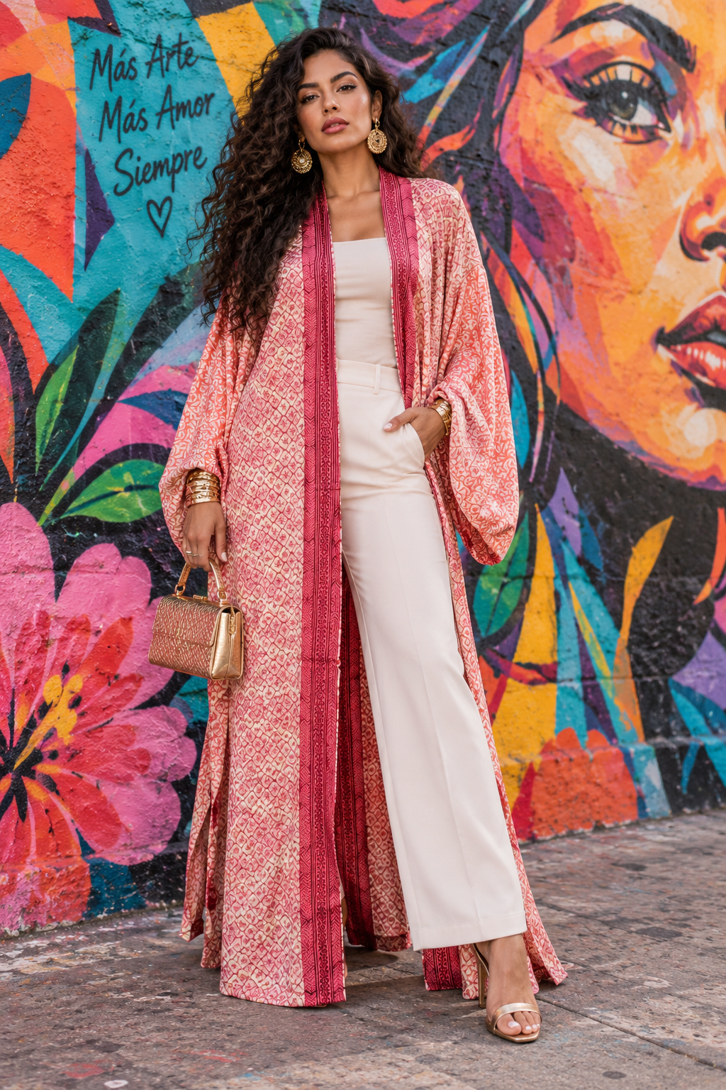 The Blushing Empress Tulip Sleeve Long Kimono-151