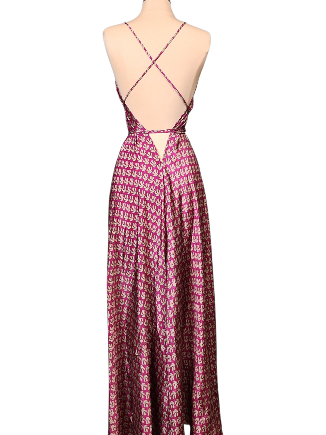 The Fuchsia Eclipse Silk Vault Tulip Arm Long Kimono & Point Dress Set-241