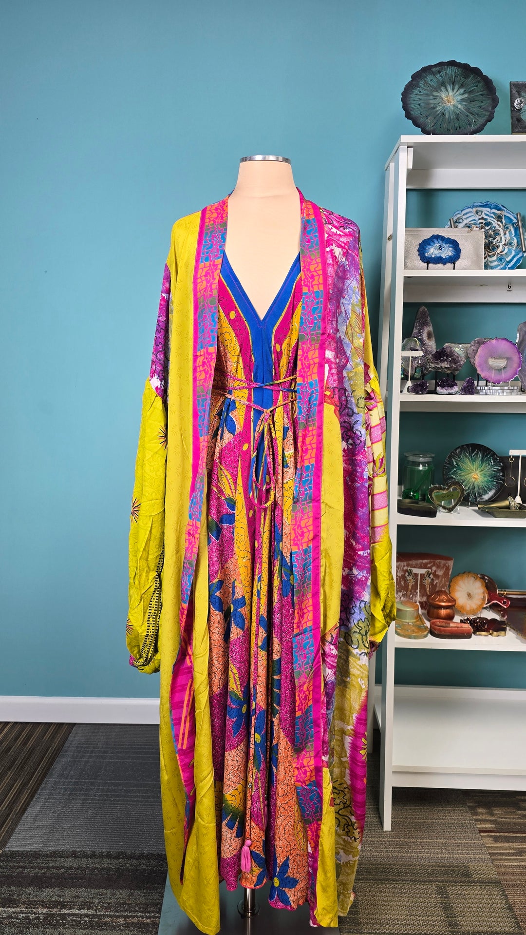 The Electric Lotus Silk Tulip Arm Kimono & Point Dress Set