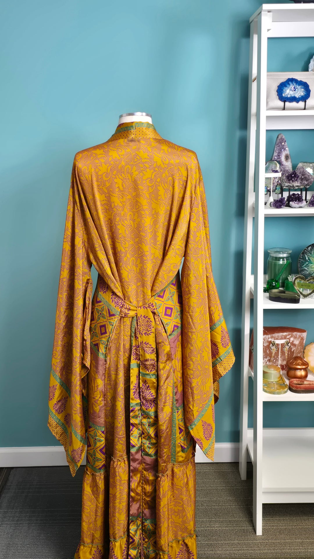 The Golden Vintage Sari Silk Kimono
