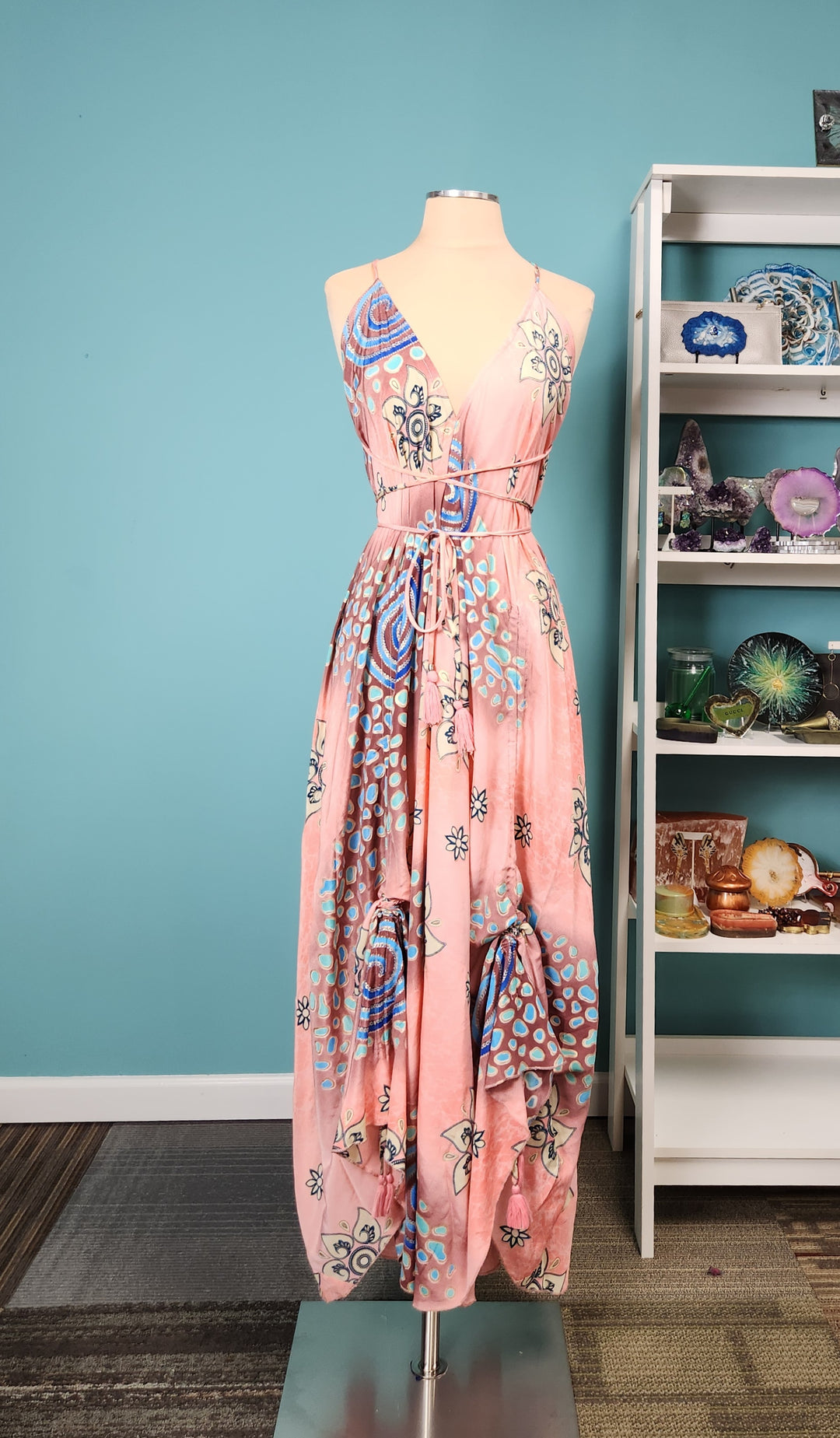 The Blush Oasis Silk Kimono & Point Dress Set - 209