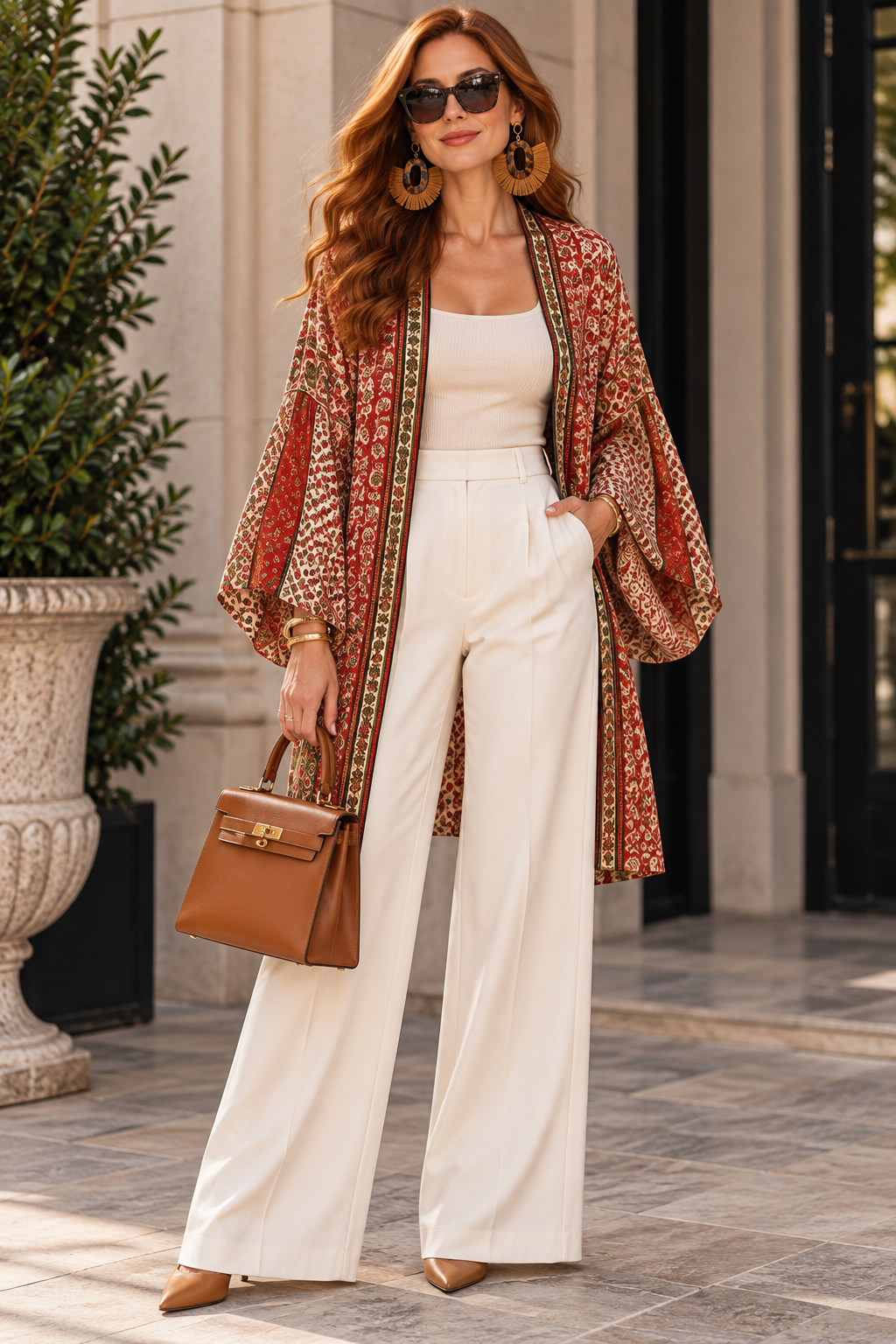 The Crimson Caravan Short Silk Vault Kimono/Duster-163
