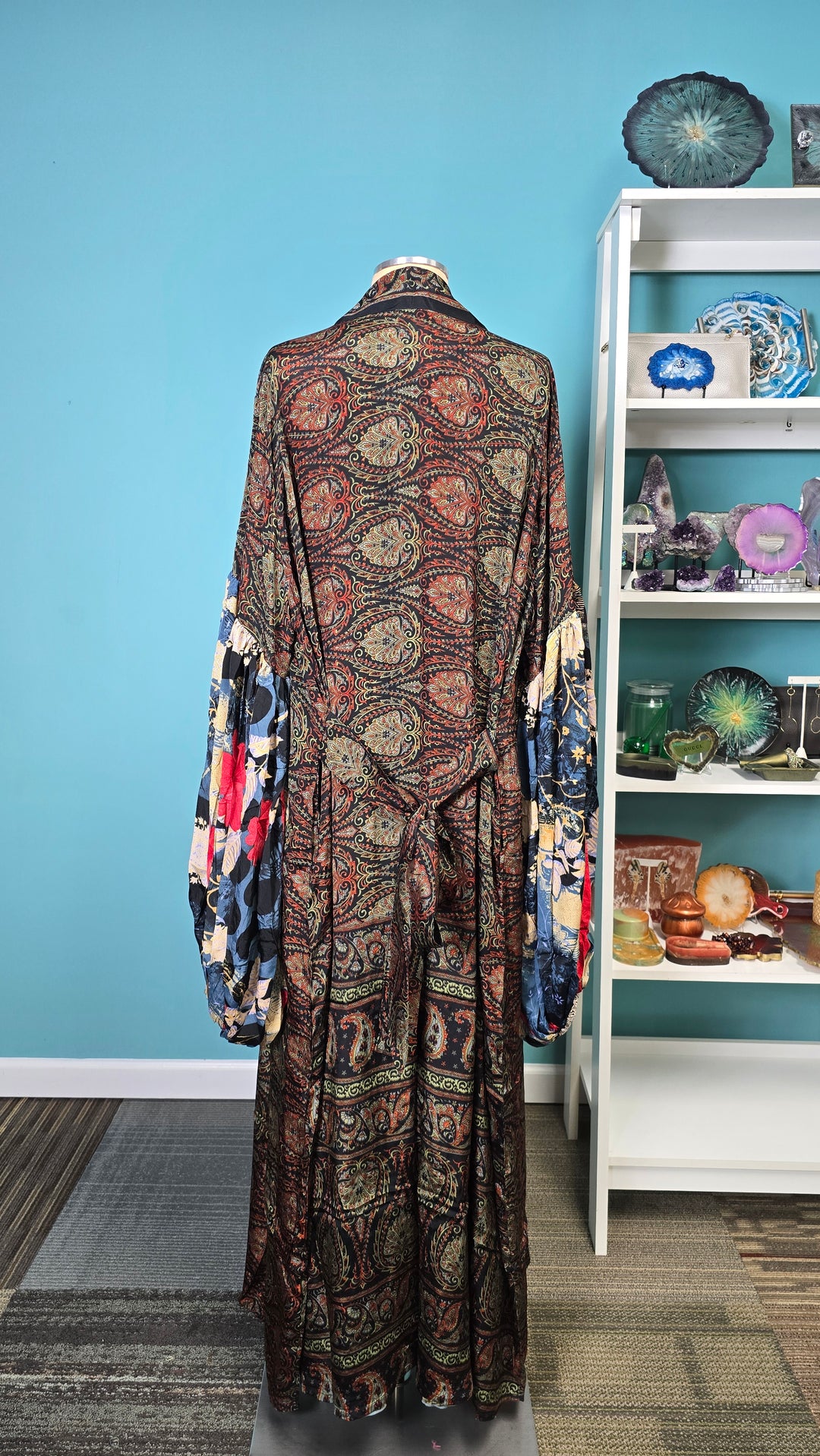 The Moonlit Paisley Silk Tulip Arm Kimono & Point Dress Set