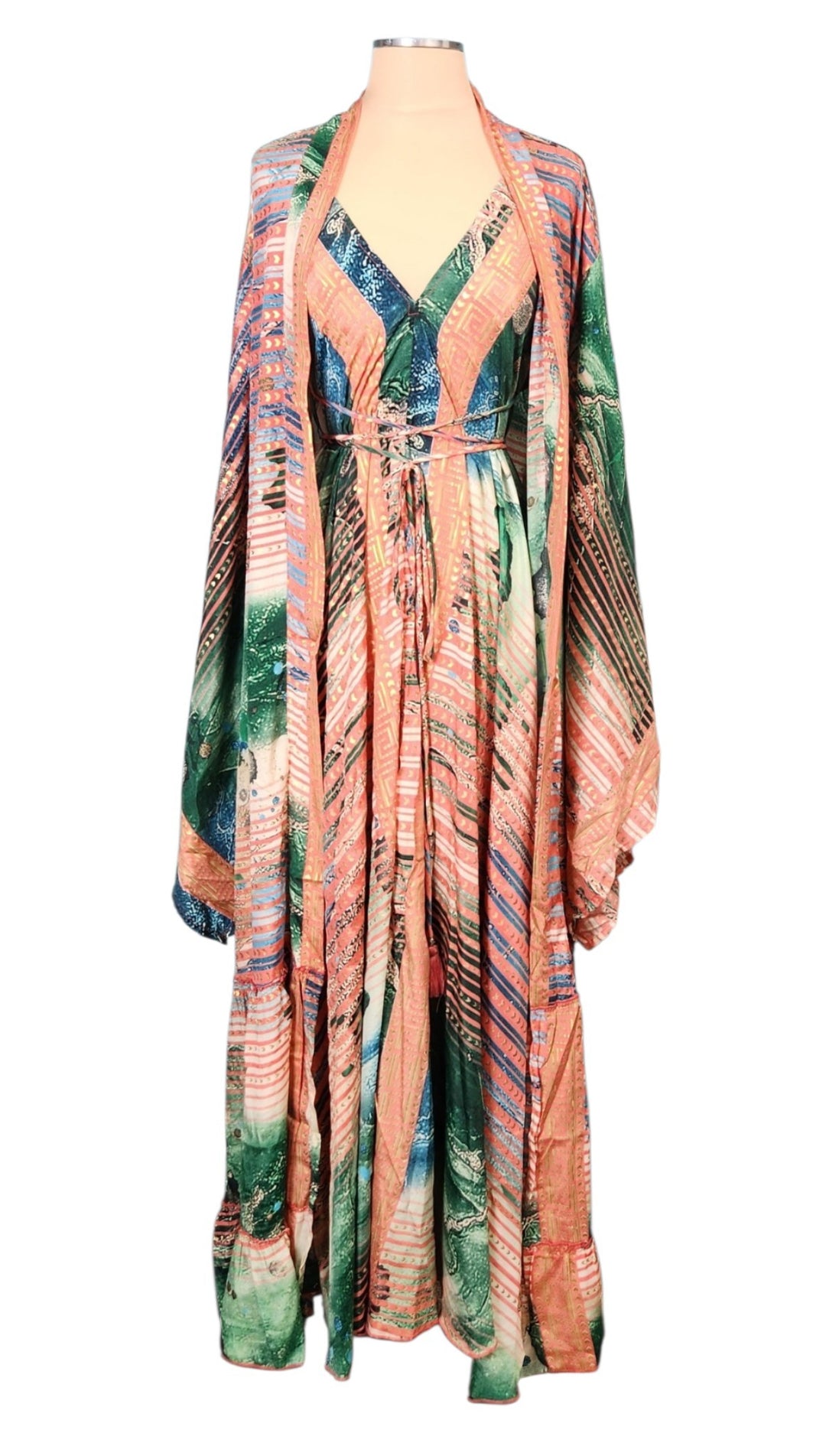 The Emerald Oasis Kimono & Point Dress Set - 206