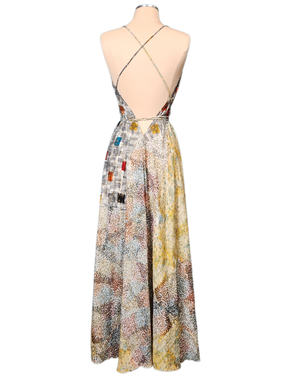 The Sunlit Mosaic Silk Vault Tulip Arm Long Kimono & Point Dress Set-246