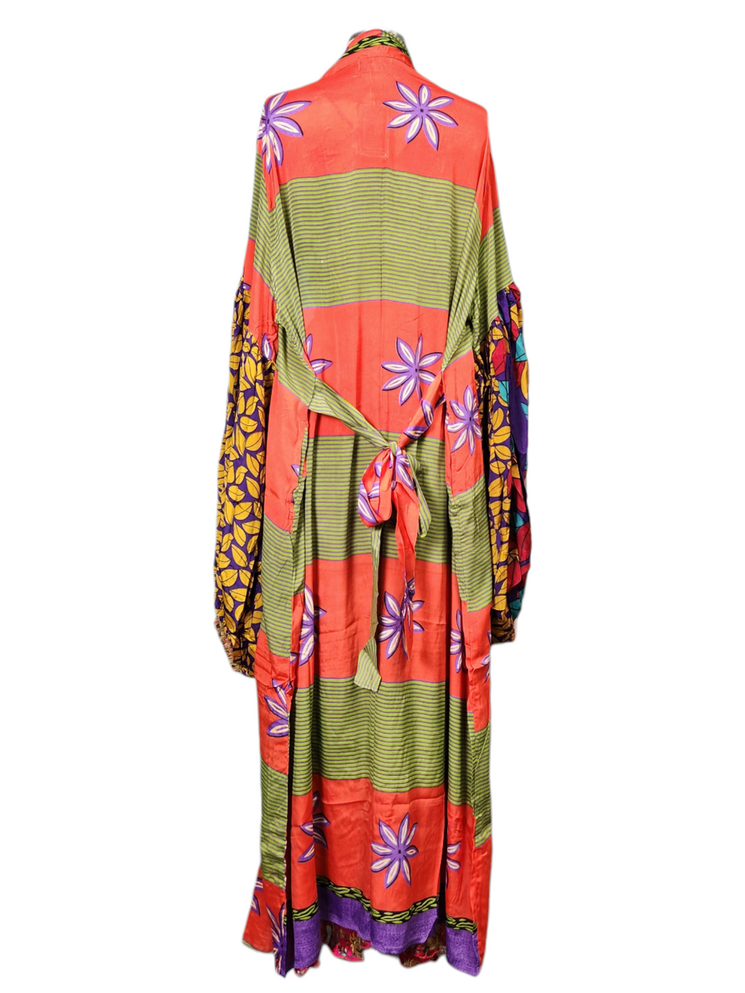 The Coral Carnival Silk Vault Tulip Arm Long Kimono & Point Dress Set-252