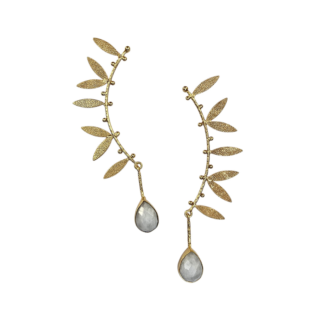 The Golden Laurel Moonstone Earrings