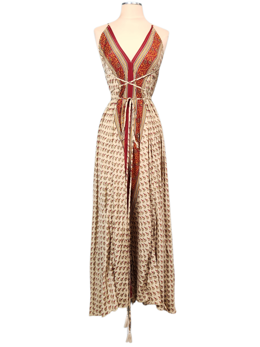 The Crimson Marigold Silk Vault Tulip Arm Long Kimono & Point Dress Set-255