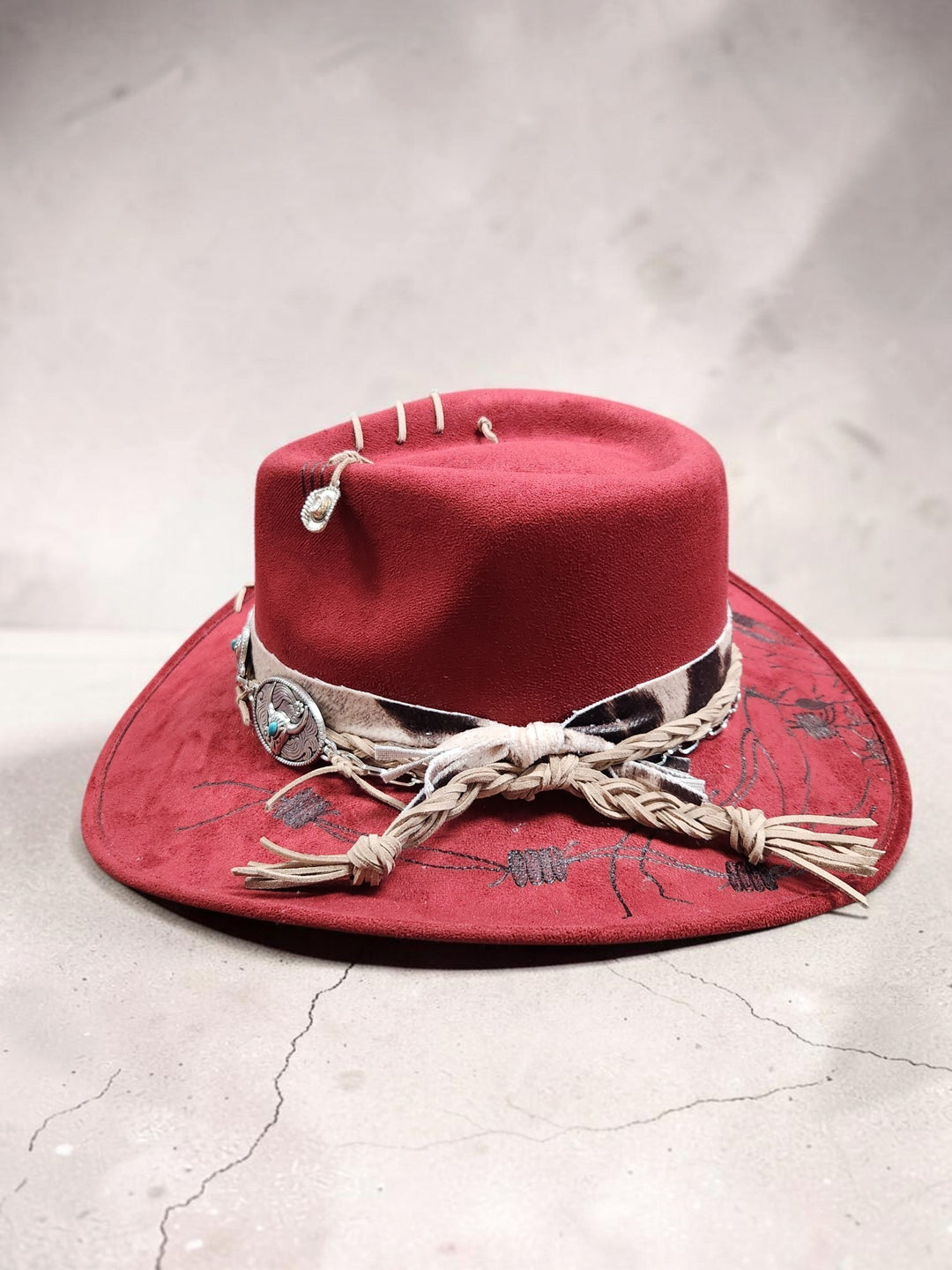 The Crimson Wildflower Vegan Suede Hat - 813